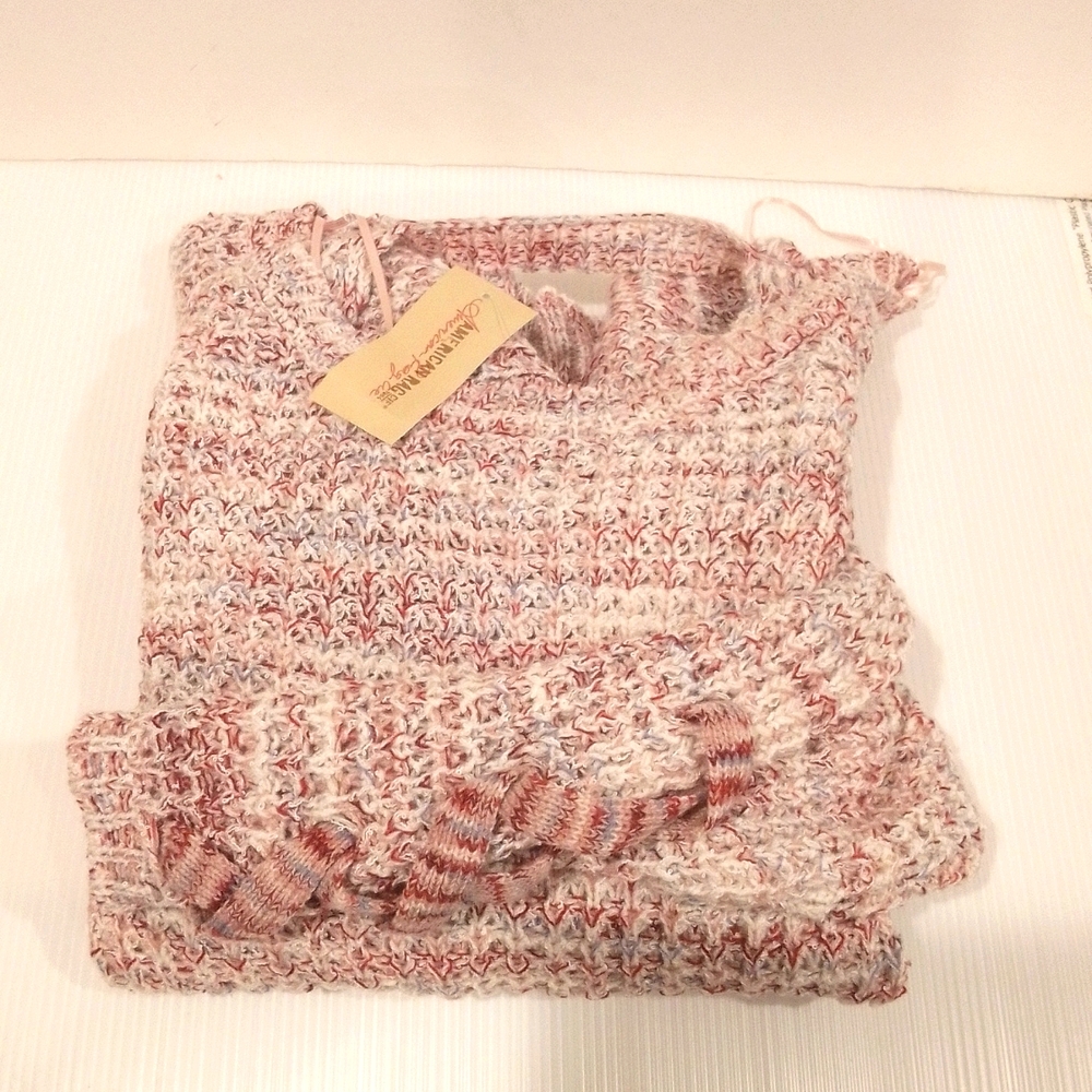 American Rag Off-the-Shoulder Marled Pink & Cream Sweater